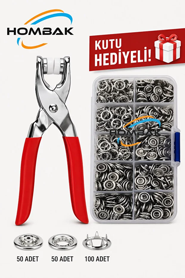 200 adet Paslanmaz Çelik Çıtçıt ve Pense Seti Metal Çıt Çıt Makinesi 50 set Çıtçıt